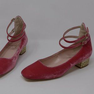Kate Spade pink velvet glitter heels Size 9
